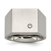 Lex & Lu Chisel Titanuim Polished CZ Signet Ring - Lex & Lu