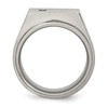 Lex & Lu Chisel Titanuim Polished and Brushed CZ Signet Ring- 2 - Lex & Lu