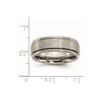 Lex & Lu Chisel Titanium Ridged Edge 8mm Satin and Polished Band Ring- 6 - Lex & Lu