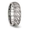 Lex & Lu Chisel Titanium Brushed and Polished Grooved Ring- 4 - Lex & Lu
