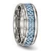 Lex & Lu Chisel Titanium Polished Blue Carbon Fiber Inlay Ring- 4 - Lex & Lu