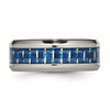 Lex & Lu Chisel Titanium Polished Blue/White Carbon Fiber Inlay Ring- 3 - Lex & Lu