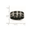 Lex & Lu Chisel Titanium Polished Black IP Grooved Comfort Back Ring- 7 - Lex & Lu