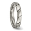 Lex & Lu Chisel Titanium Polished Grooved Ring LAL42749- 4 - Lex & Lu