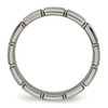 Lex & Lu Chisel Titanium Brushed/Polished Grooved Ring- 2 - Lex & Lu