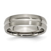 Lex & Lu Chisel Titanium Grooved 6mm Brushed and Polished Band Rin LAL42757 - Lex & Lu
