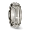 Lex & Lu Chisel Titanium Grooved 6mm Brushed and Polished Band Rin LAL42757- 4 - Lex & Lu