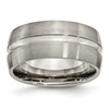 Lex & Lu Chisel Titanium Grooved 10mm Brushed and Polished Band Ring - Lex & Lu