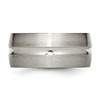 Lex & Lu Chisel Titanium Grooved 10mm Brushed and Polished Band Ring- 3 - Lex & Lu