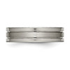 Lex & Lu Chisel Titanium Grooved 6mm Brushed and Polished Band Ring LAL42762- 3 - Lex & Lu