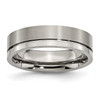 Lex & Lu Chisel Titanium Grooved 6mm Brushed and Polished Band Ring LAL42764 - Lex & Lu