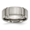 Lex & Lu Chisel Titanium Beveled Edge Grooved 8mm Brushed and Polished Band Ring - Lex & Lu