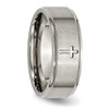 Lex & Lu Chisel Titanium Ridged Edge Cross 8mm Brushed and Polished Band Ring- 5 - Lex & Lu