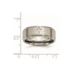 Lex & Lu Chisel Titanium Ridged Edge Cross 8mm Brushed and Polished Band Ring- 7 - Lex & Lu