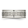 Lex & Lu Chisel Titanium Sterling Silver Inlay Celtic Knot Flat 8mm Band Ring- 3 - Lex & Lu