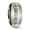 Lex & Lu Chisel Titanium Sterling Silver Inlay 8mm Brushed Band Ring LAL42776- 4 - Lex & Lu