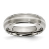 Lex & Lu Chisel Titanium Ridged Edge Sterling Silver Inlay 6mm Band Ring - Lex & Lu