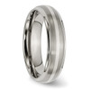 Lex & Lu Chisel Titanium Ridged Edge Sterling Silver Inlay 6mm Band Ring- 4 - Lex & Lu