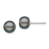 Lex & Lu Sterling Silver 8-9mm Black FW Cultured Button Pearl Stud Earrings - Lex & Lu