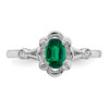 Lex & Lu Sterling Silver Created Emerald & Diamond Ring LAL42890- 4 - Lex & Lu