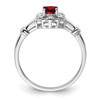 Lex & Lu Sterling Silver Garnet& Diamond Ring- 2 - Lex & Lu