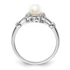 Lex & Lu Sterling Silver Pearl& Diamond Ring- 2 - Lex & Lu