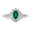 Lex & Lu Sterling Silver Created Emerald& Diamond Ring- 5 - Lex & Lu