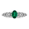 Lex & Lu Sterling Silver Created Emerald & Diamond Ring LAL42914- 4 - Lex & Lu