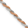 Lex & Lu Sterling Silver 2mm Rose Vermeil D/C Rope Chain Necklace or Bracelet - Lex & Lu
