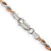 Lex & Lu Sterling Silver 2mm Rose Vermeil D/C Rope Chain Necklace or Bracelet- 3 - Lex & Lu