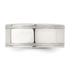 Lex & Lu Sterling Silver 8mm Designed Edge Band Ring- 4 - Lex & Lu