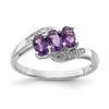 Lex & Lu Sterling Silver w/Rhodium Amethyst & Diamond Ring LAL43058 - Lex & Lu