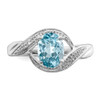 Lex & Lu Sterling Silver w/Rhodium Lt Swiss Blue Topaz & Diamond Ring LAL43081- 5 - Lex & Lu