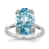 Lex & Lu Sterling Silver w/Rhodium Light Swiss Blue Topaz Diamond Ring LAL43085 - Lex & Lu