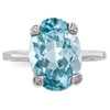 Lex & Lu Sterling Silver w/Rhodium Light Swiss Blue Topaz Diamond Ring LAL43085- 5 - Lex & Lu