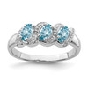 Lex & Lu Sterling Silver w/Rhodium Lt Swiss Blue Topaz & Diamond Ring LAL43087 - Lex & Lu