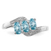 Lex & Lu Sterling Silver w/Rhodium Lt Swiss Blue Topaz & Diamond Ring LAL43088- 5 - Lex & Lu