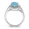 Lex & Lu Sterling Silver w/Rhodium Light Swiss Blue Topaz & Diamond Ring- 2 - Lex & Lu