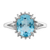 Lex & Lu Sterling Silver w/Rhodium Light Swiss Blue Topaz & Diamond Ring- 5 - Lex & Lu