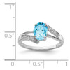 Lex & Lu Sterling Silver w/Rhodium Lt Swiss Blue Topaz & Diamond Ring LAL43091- 4 - Lex & Lu