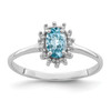 Lex & Lu Sterling Silver w/Rhodium Light Swiss Blue Topaz Diamond Ring LAL43094 - Lex & Lu