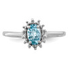 Lex & Lu Sterling Silver w/Rhodium Light Swiss Blue Topaz Diamond Ring LAL43094- 5 - Lex & Lu