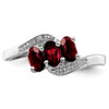 Lex & Lu Sterling Silver w/Rhodium Garnet & Diamond Ring LAL43099- 5 - Lex & Lu