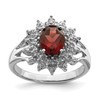 Lex & Lu Sterling Silver w/Rhodium Garnet & Diamond Ring LAL43100 - Lex & Lu