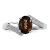 Lex & Lu Sterling Silver w/Rhodium Smokey Quartz & Diamond Ring LAL43128- 5 - Lex & Lu