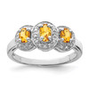 Lex & Lu Sterling Silver w/Rhodium Citrine & Diamond Ring LAL43136 - Lex & Lu