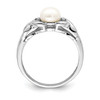 Lex & Lu Sterling Silver w/Rhodium FW Cultured Button Pearl & Diamond Ring- 2 - Lex & Lu