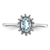 Lex & Lu Sterling Silver w/Rhodium Aquamarine Diamond Ring LAL43167- 5 - Lex & Lu