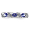 Lex & Lu Sterling Silver Tanzanite & Diamond Ring LAL43175- 5 - Lex & Lu