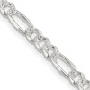 Lex & Lu Sterling Silver 4.75mm Pave Flat Figaro Chain Necklace or Bracelet - Lex & Lu